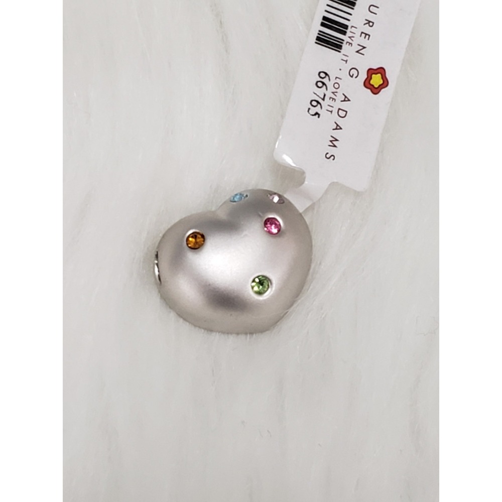 NEW LAUREN G ADAMS CHARM PENDANT swarovski crystal rainbow heart colorful
